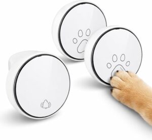 Comsmart Campainha inteligente sem fio para cães, campainha para treinamento de animais de estimação, comunicação para sair de casa, pressione o botão com 38 melodias, 4 níveis de volume, flash LED 